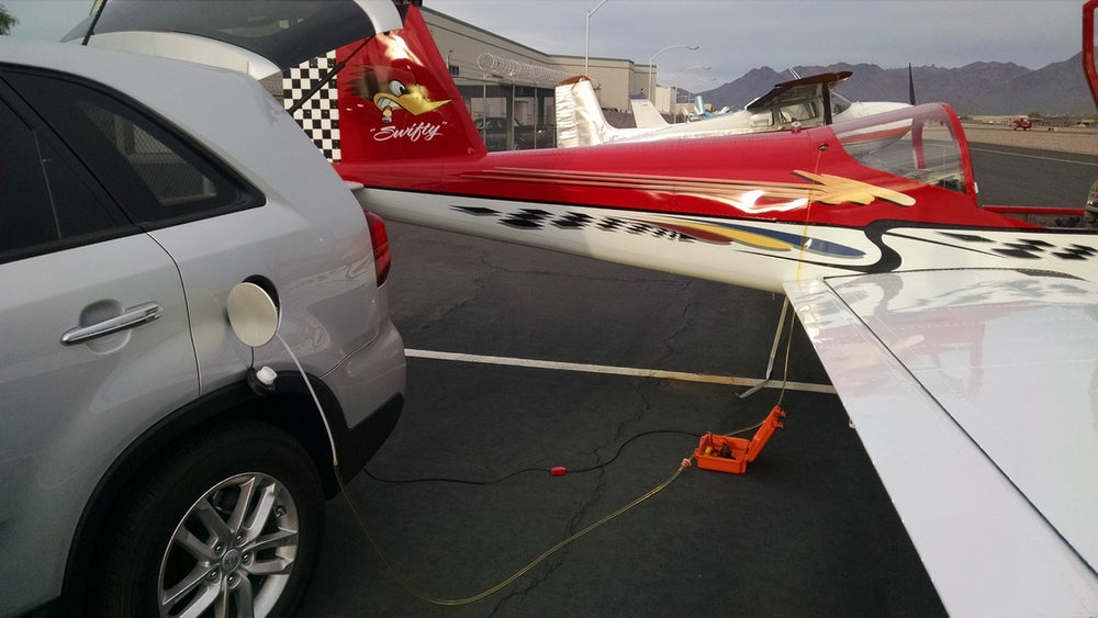 Filling Plane with Car Gas using 12V Fuel Transfer Pump 